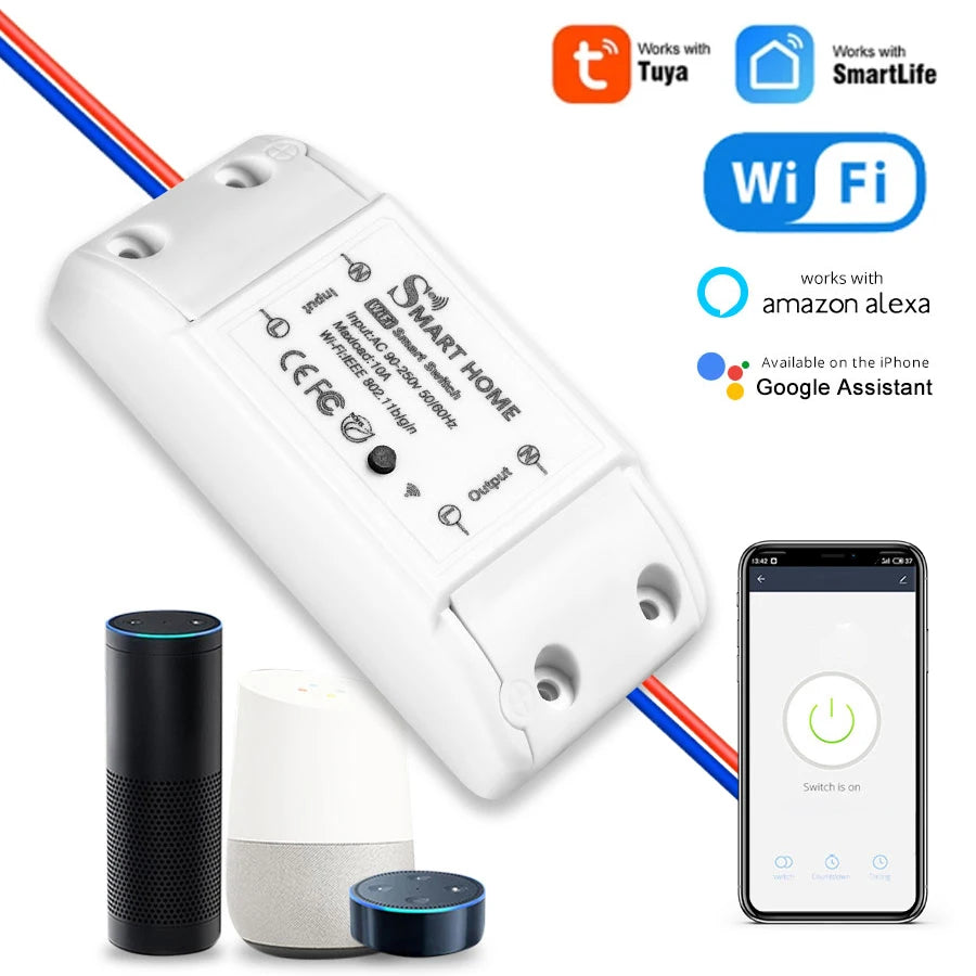 Tuya Smart WiFi Switch 10A Mini Intelligent Breaker Smart Life APP Wireless Remote Control Voice Control With Alexa Google Home Peaceful Pleasures Health and Wellness