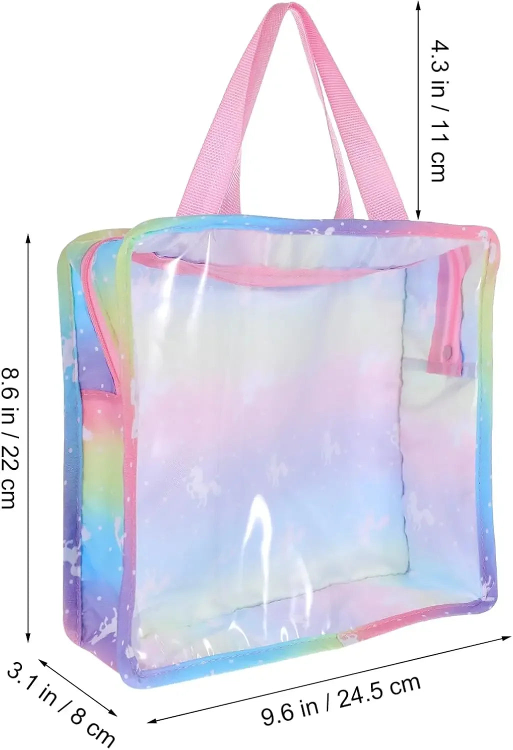 Rainbow Transparent Doll Tote Bag for Clothes & Accessories, 9.64x8.66x3.14 Inches Peaceful Pleasures Health and Wellness
