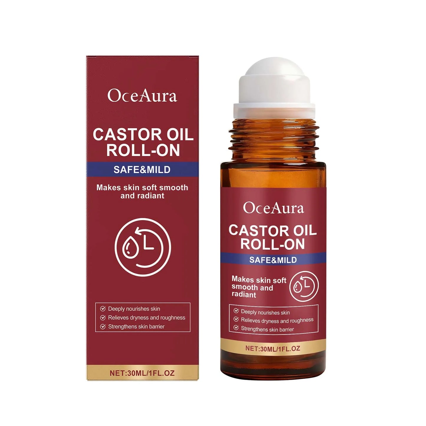 OceAura Castor Oil Rollerball Face Serum | 30ml Moisturizer