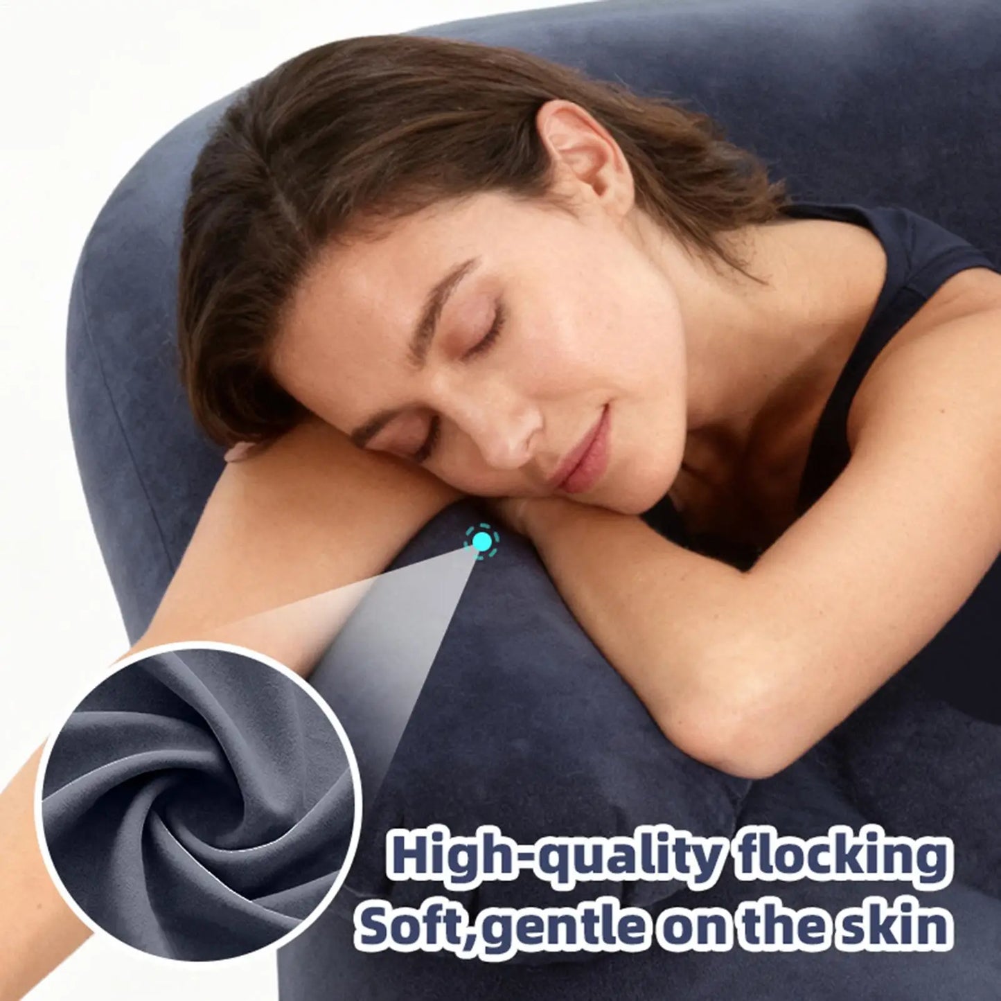 Flocked Inflatable Sofa With Armrest Foldable Portable Blow Up Couch for Indoor Bedroom Outdoor Garden Camping Picnic Travel Peaceful Pleasures Health and Wellness