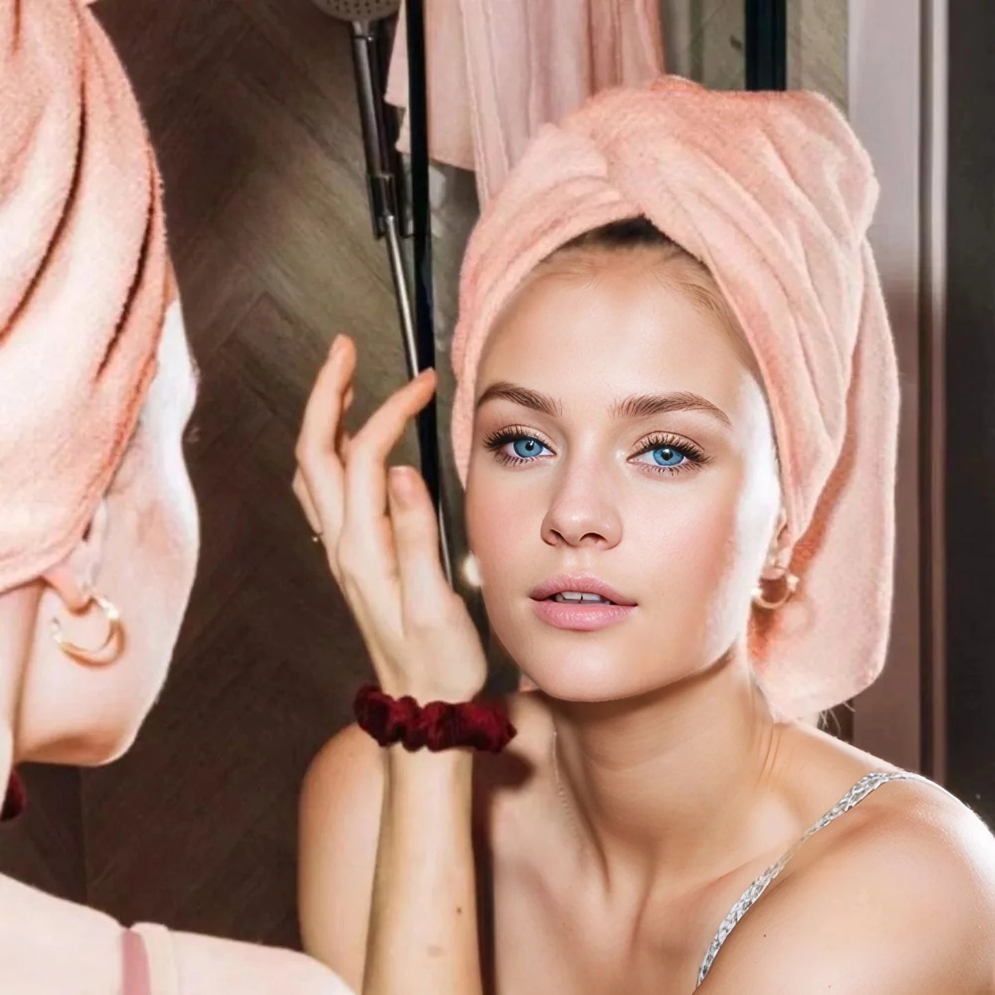 Solid color hair towel Textured dry hair cap bsorbent hair towel wrap for button-down women Peaceful Pleasures Health and Wellness
