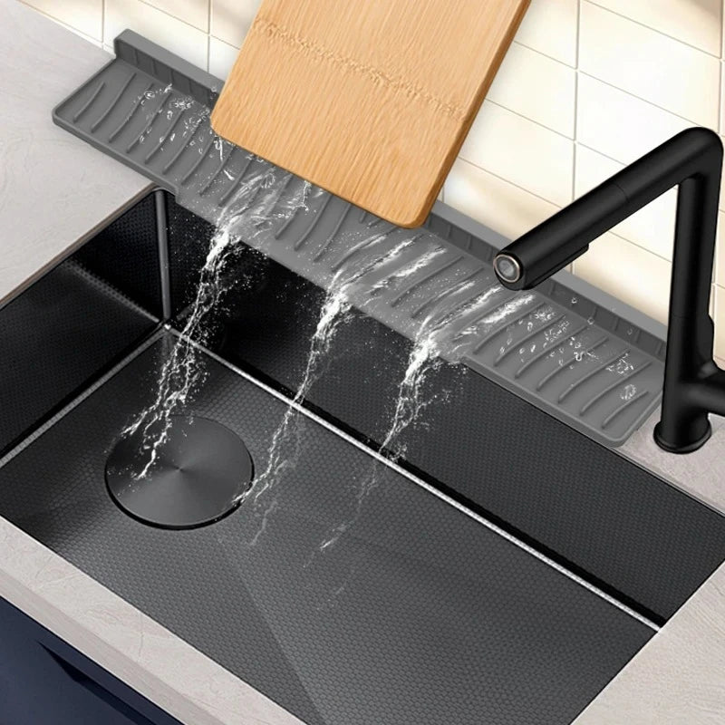 Draining Mat for Kitchen Sink,Silicone Splash Guard, Protects Sinks from Splashing, Dish Soap Dispenser & Sponge Holder Mat Peaceful Pleasures Health and Wellness