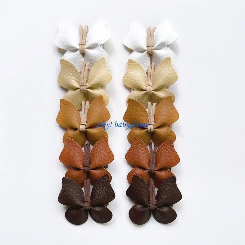 5-Pack Girls PU Leather Butterfly Hair Clips & Hairpins