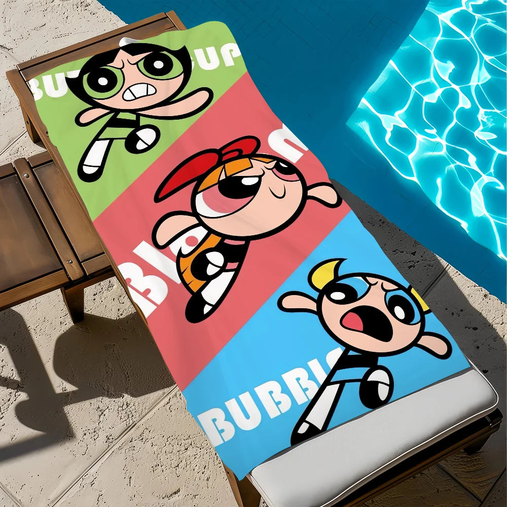 Powerpuff Girls Quick-Dry Beach Towel | Soft Cartoon Pool Towel