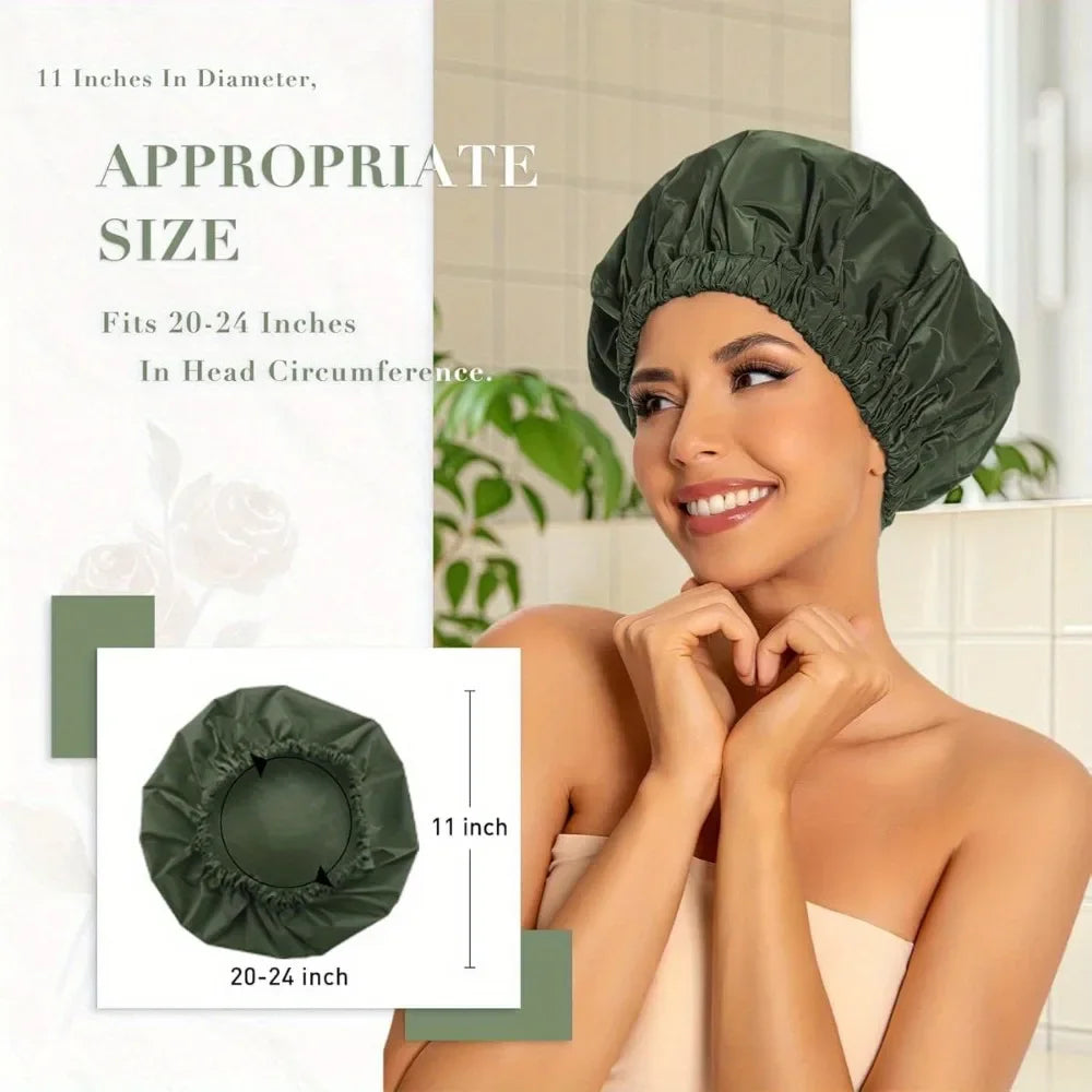 Women's Soft Double Layer Bonnet – Adjustable Sleep & Shower Cap