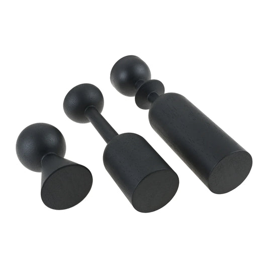 Black Wooden Candlestick Holders Set of 3 | Home Decor Wooden Candle Holder Oasis Select