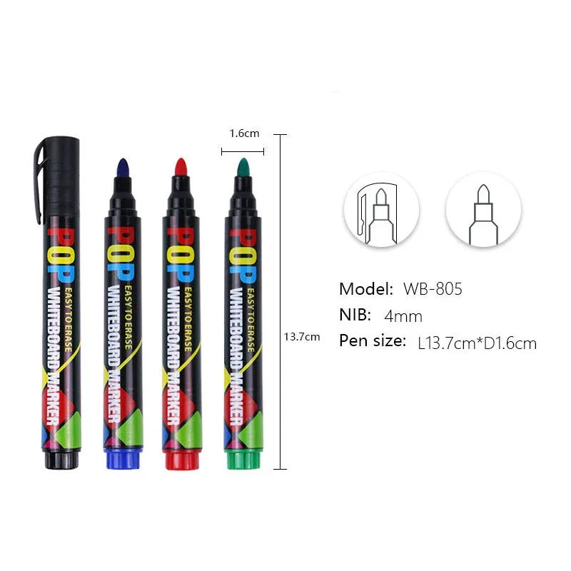 8/12 Color Erasable Whiteboard Marker Set – Refillable, Non-Toxic