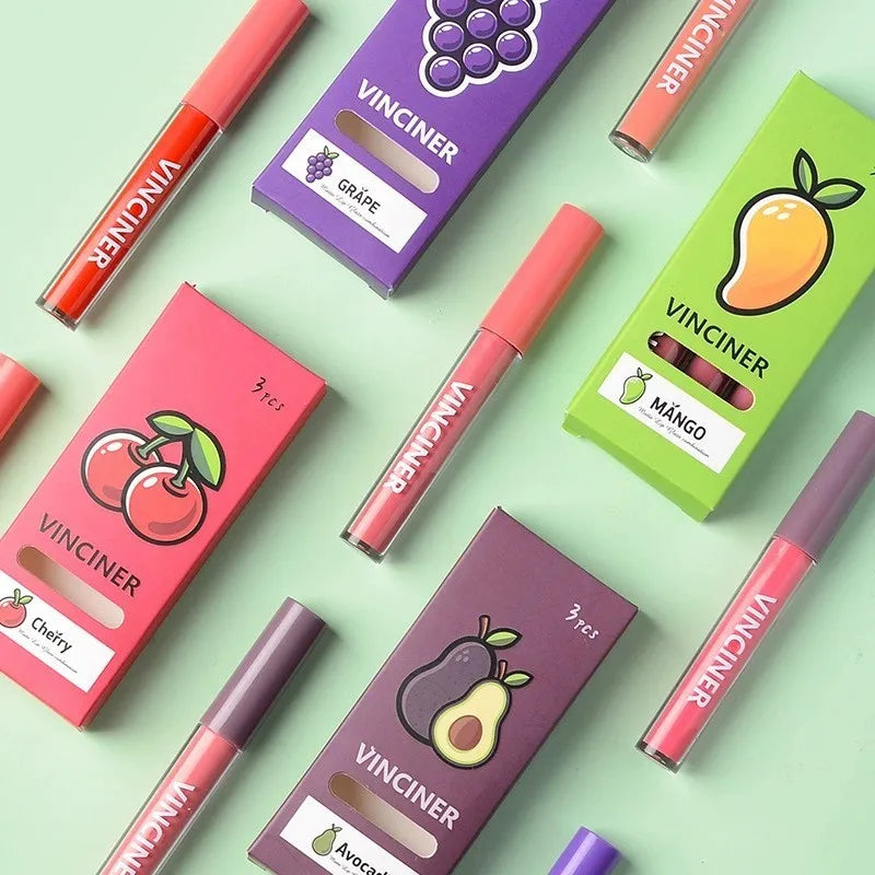 3 fruit lip glaze set + 2 ginger, mint plant lip augmentation liquid, matte matte non-stick cup liquid lipstick Peaceful Pleasures Health and Wellness