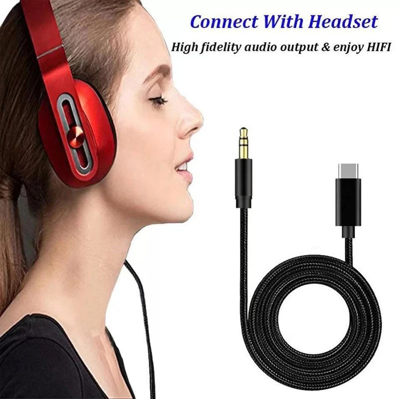 USB-C to 3.5mm AUX Audio Cable | Car & Headphone Adapter