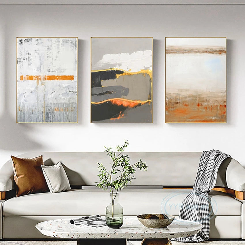 Aesthetic Decor Mural 3 Panel Wall Art Pictures For Home Hand Drawn Acrylic Oil Painting On Canvas Posters For Living Room Sofa Peaceful Pleasures Health and Wellness