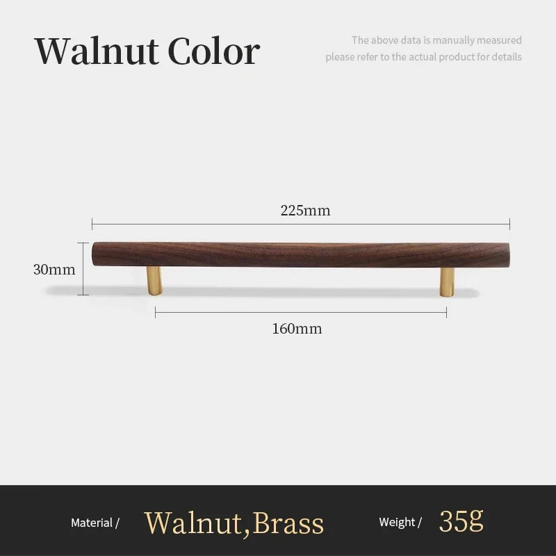 Nordic Walnut Wood Cabinet Handles & T-Bar Drawer Knobs