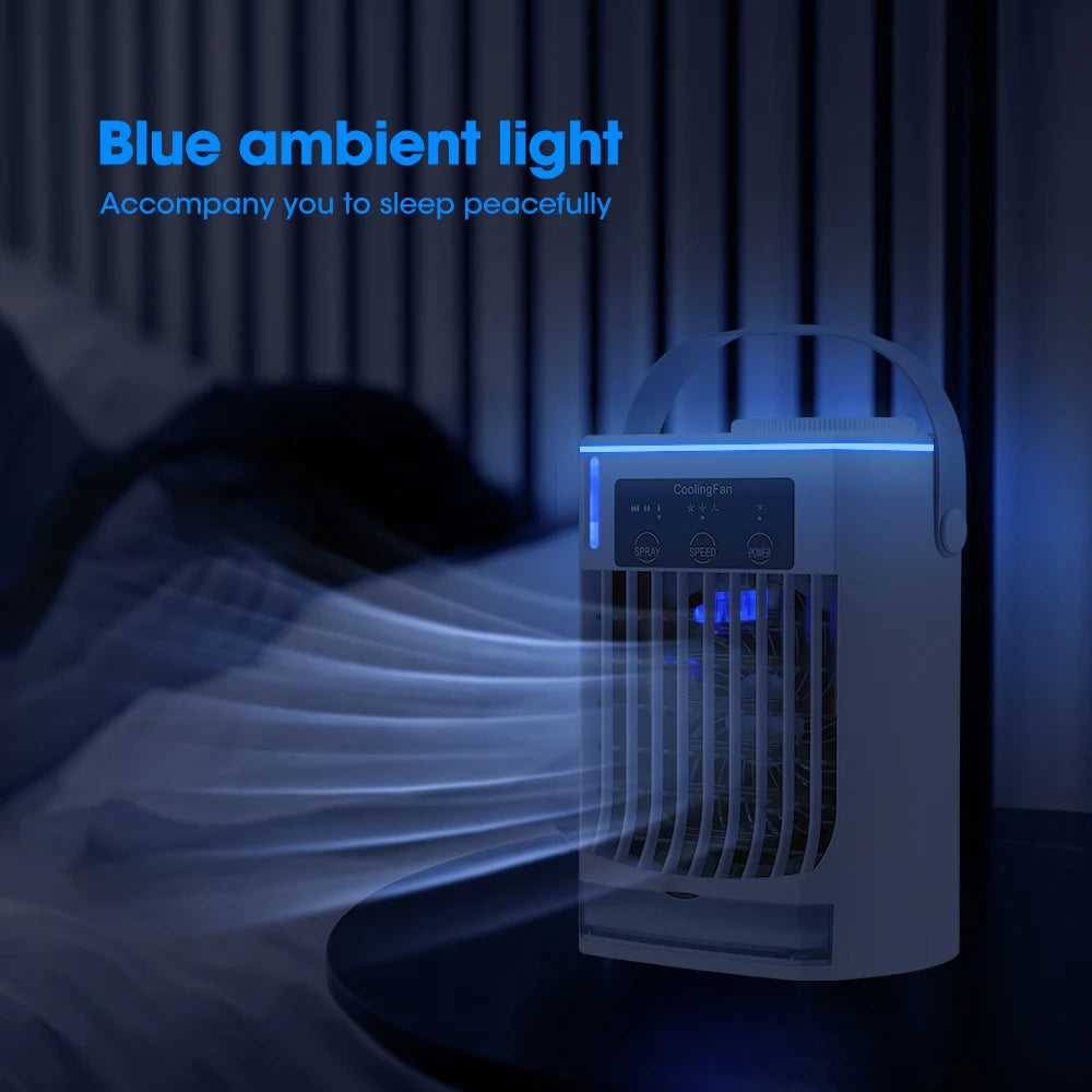Small Space Air Conditioning for Home Rechargeable Portable Summer Desktop Air Cooler Spray Fan Moist Clean Air for Office Room Peaceful Pleasures Health and Wellness