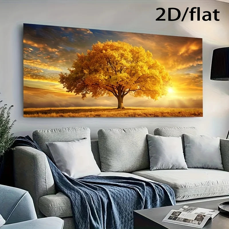 Golden Tree of Life Canvas Wall Art | Modern Unframed Poster Canvas Wall Art Peaceful Pleasures Health and Wellness ZLH7178 30x60cm No Frame