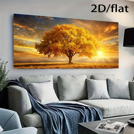 Golden Tree of Life Canvas Wall Art | Modern Unframed Poster Canvas Wall Art Peaceful Pleasures Health and Wellness ZLH7178 30x60cm No Frame