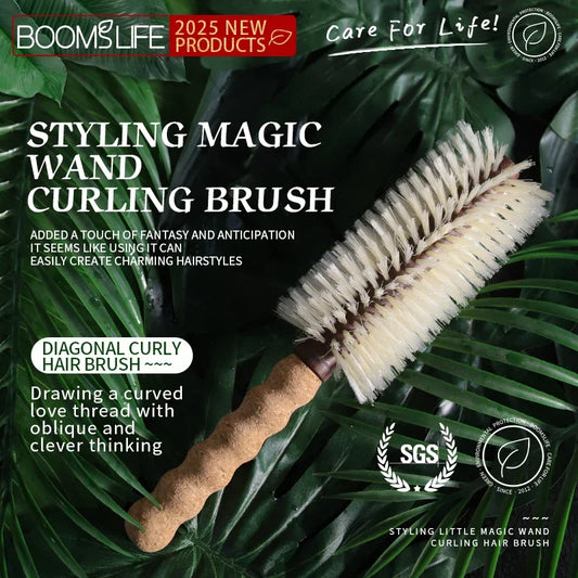 Boar Bristle Round Barrel Hair Brush – Cork Handle Anti-Static Round Barrel Hair Brush Peaceful Pleasures Health and Wellness