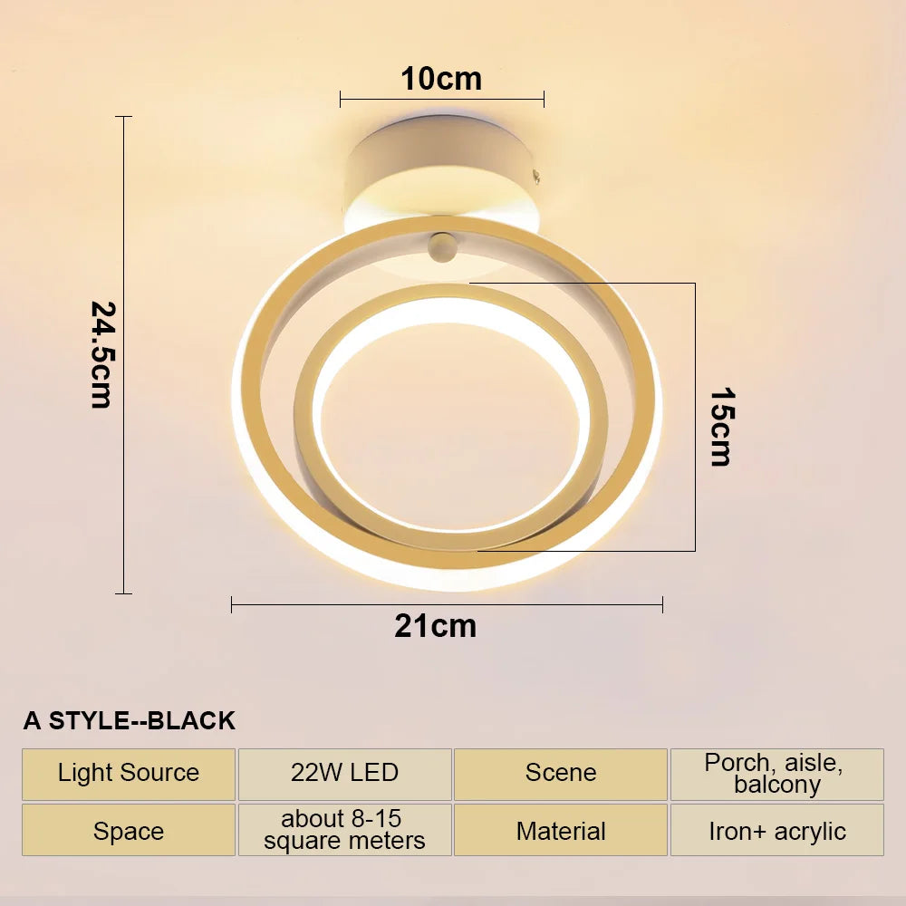 RUNTOIN 2-Ring LED Ceiling Light | Modern Minimalist Lamp