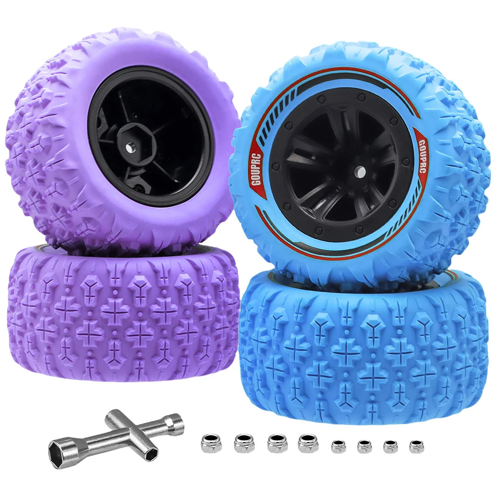 4Pcs 12mm Hex RC Wheels and Tires Swamp Claw Mud Terrain Tires Accessories RC Tires Wheels for 1/14 1/16 RC Car Crawler Peaceful Pleasures Health and Wellness