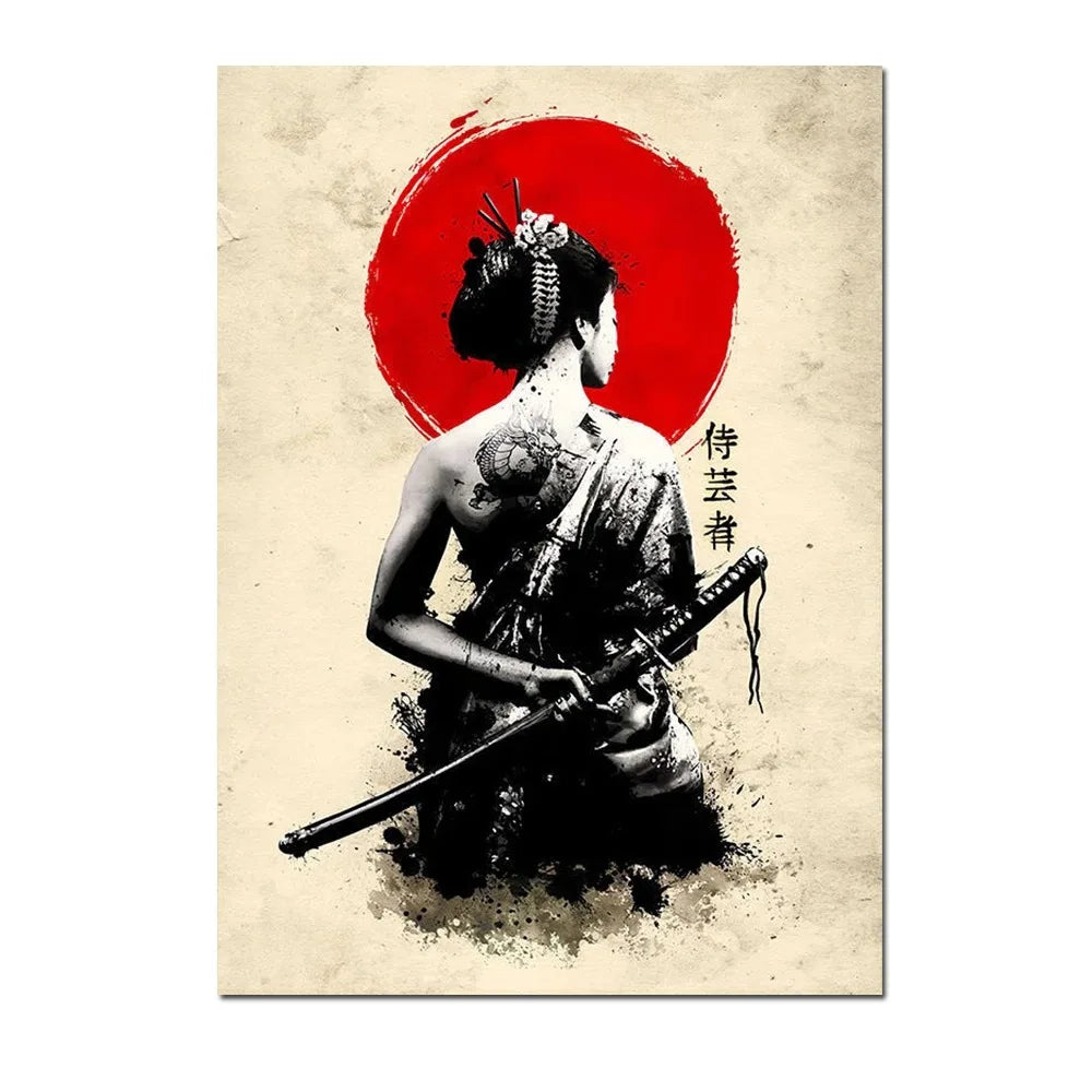 Japanese Samurai Canvas Wall Art | Unframed Poster Print