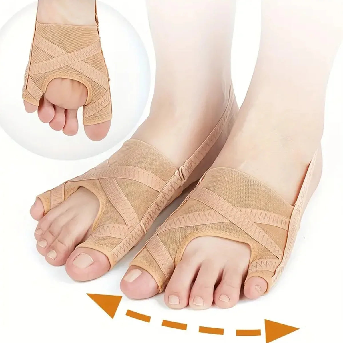 One Pair Mesh Thumb Eversion Big toe Orthosis Set Relieve Foot Pain & Shock Absorption Elastic Force Toe Separator Peaceful Pleasures Health and Wellness