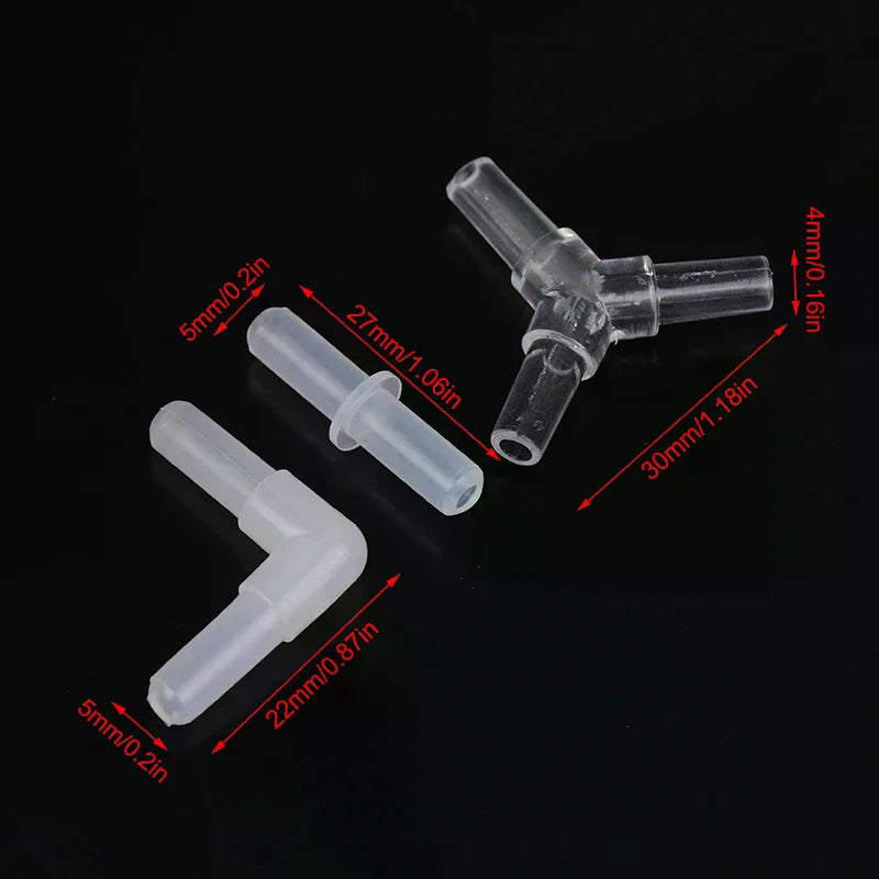 10-Pack Aquarium Airline Tubing Connectors | 4mm Air Hose Adapters