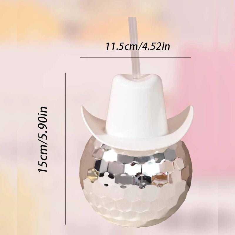 Personalized Disco Ball Cowboy Hat Cup 20oz | Bachelorette Party