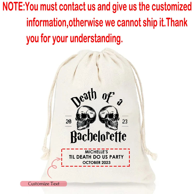 5-Pack Personalized Gothic Bachelorette Hangover Kit Bags | Halloween