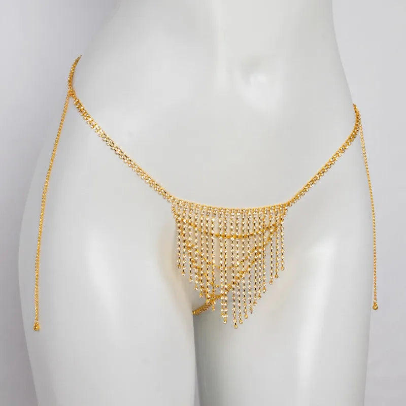 Rhinestone Tassel Body Chain | Diamond Bikini Breast Chain