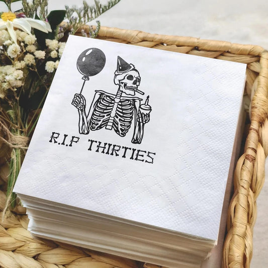 20pc Funny RIP Thirties Cocktail Napkins | Dirty 40 Birthday Party Party Paper Napkins Peaceful Pleasures Health and Wellness
