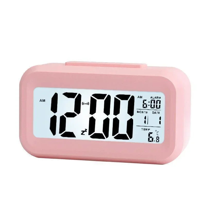 Digital LCD Alarm Clock with Calendar Thermometer Peaceful Pleasures Health and Wellness Pink