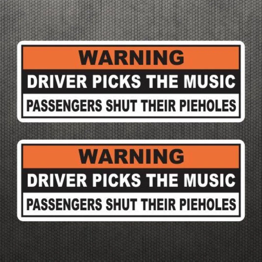2Packs 3.5" x 1.25" Driver Picks Music Funny Warning Sticker Vinyl Decal Car Dashboard Sticker Peaceful Pleasures Health and Wellness Default Title