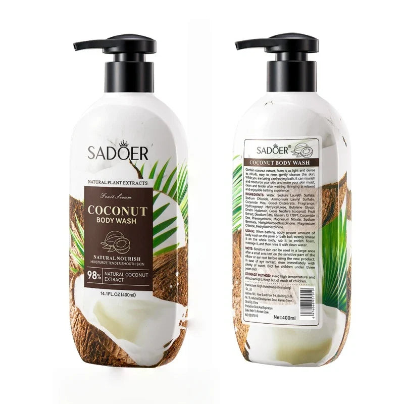 SADOER 400ml Coconut Shower Gel – Moisturizing Body Wash