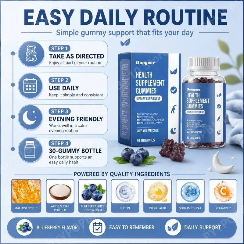 Googeer Vitamin C Gummies – Blueberry, 30 CT Daily Support