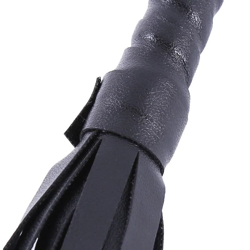1PC PU Leather Horsewhip Riding Sports Equipment Anti-Slippery Handle Black Horse Whip Riding Horse Supplies Peaceful Pleasures Health and Wellness