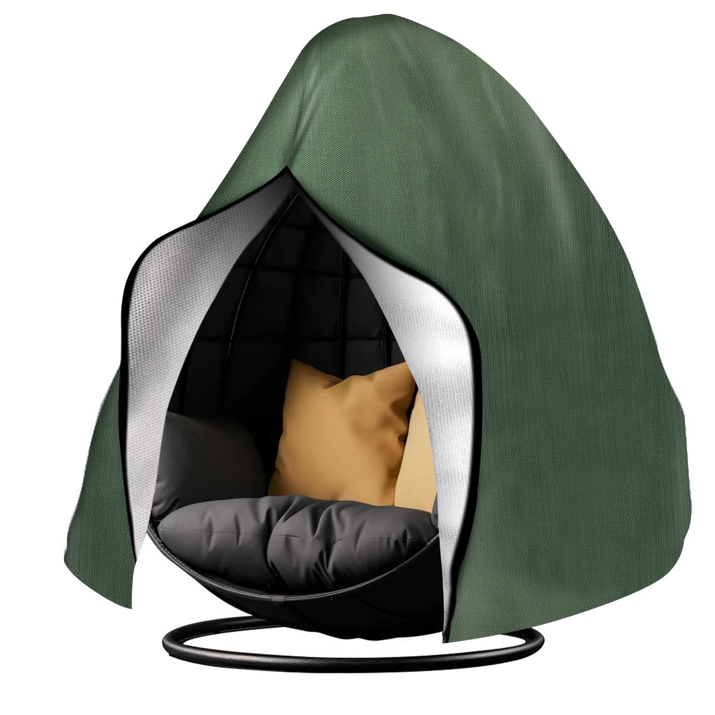 Patio Hanging Egg Chair Cover Waterproof Windproof Single/Double Seat Slipcover Garden Dust Protection With Zipper Storage Bag Peaceful Pleasures Health and Wellness Green 230X200CM