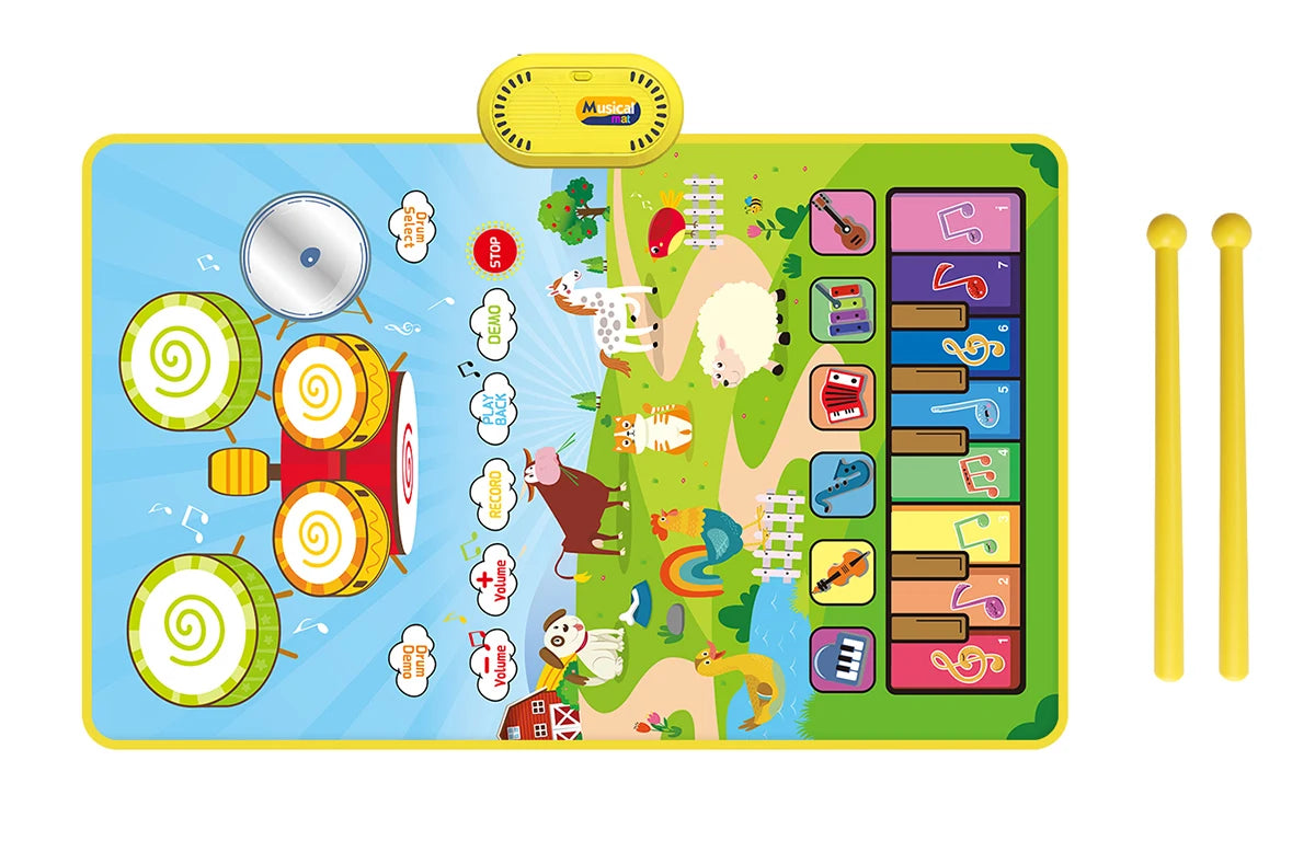 80x50cm Music Play Mat Kids Toddlers Floor Piano Keyboard Drum Toys