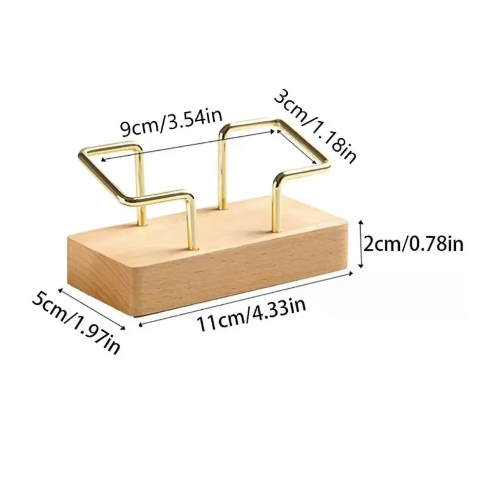 Tabletop Shelf Business Card Holder Walnut Wood Beech Wood Cards Display Stand Card Storage Metal Wooden Card Holder Manager Peaceful Pleasures Health and Wellness