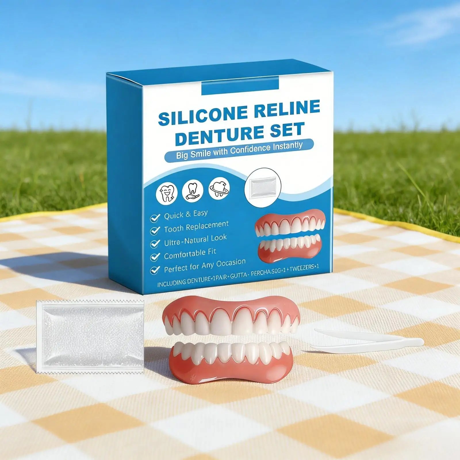 Silicone Reline Denture Set for Natural False Teeth Peaceful Pleasures Health and Wellness