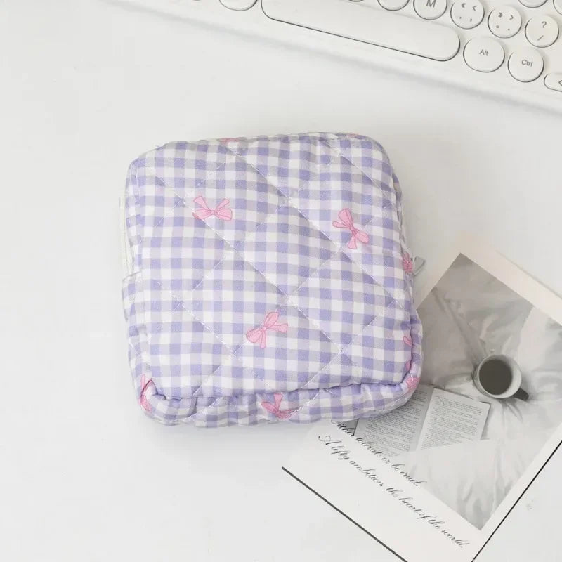 Heart Print Tampon & Sanitary Napkin Pouch | Feminine Organizer