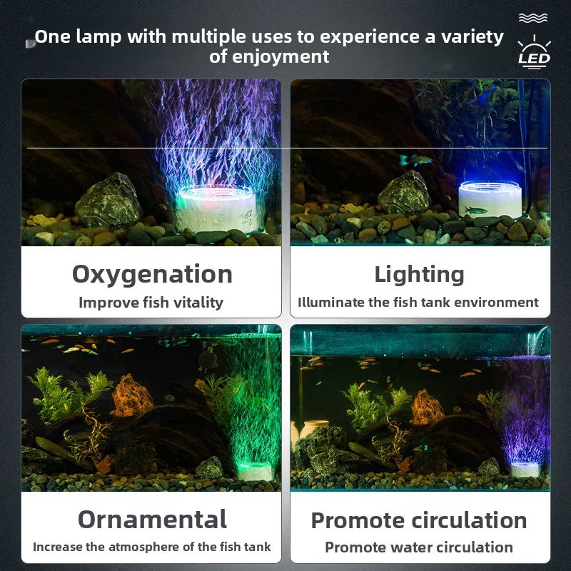 Aquarium LED Oxygen Pump Light | Color Changing Fish Tank Lamp