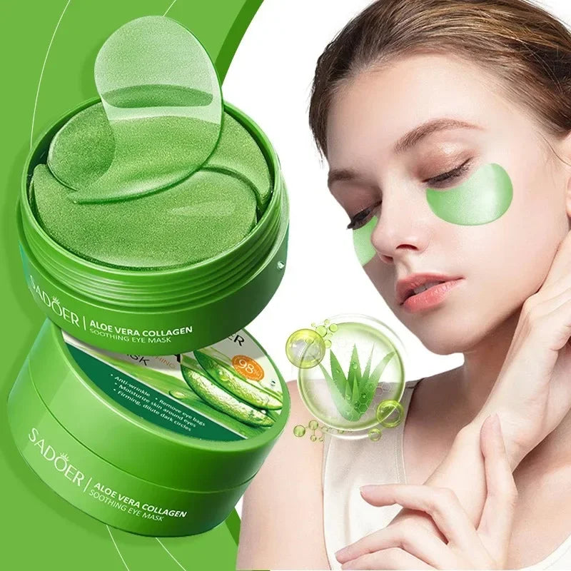 SADOER 60pcs Collagen & Aloe Vera Eye Mask Patches Anti Dark Circles Eye Bags Removal Moisturizing & Firming Skin Care Treatment Peaceful Pleasures Health and Wellness Default Title