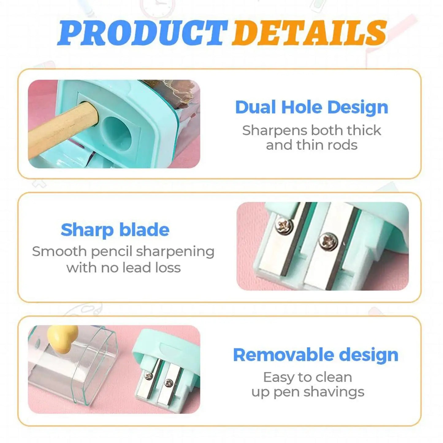 Double Hole Handheld Pencil Sharpener for Kids – Art & School