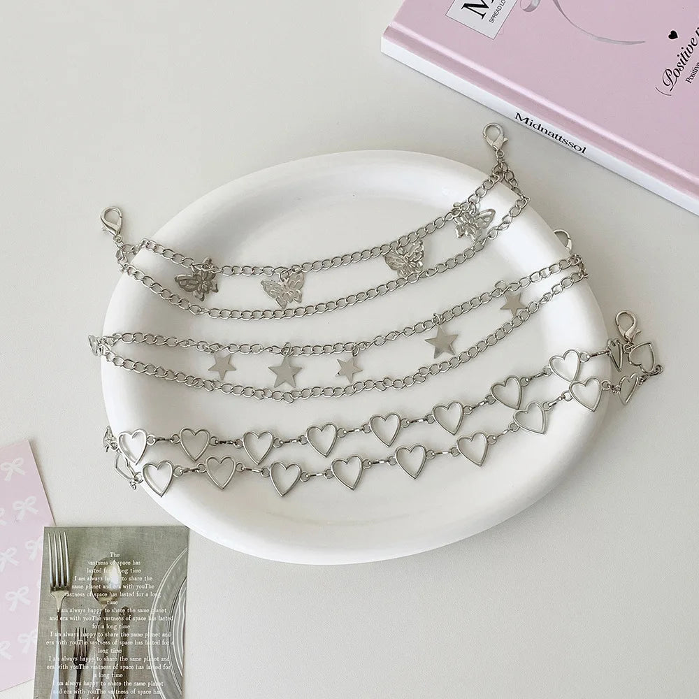 Sweet Cool Double Layered Love Chain Bag Buckle Student DIY Star