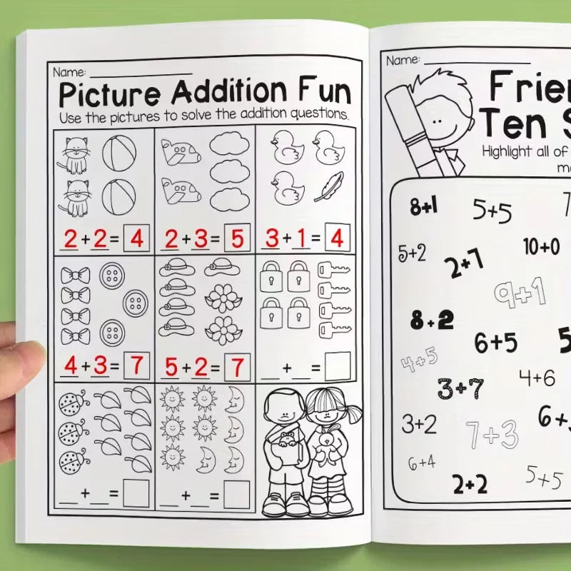 32-Page Math Workbook Preschool Kindergarten Students Addition