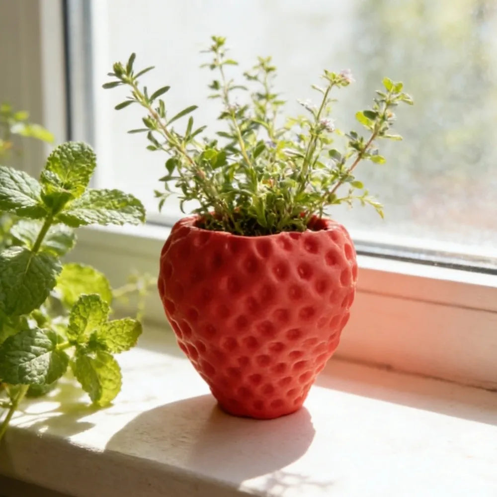Strawberry Flower Pot – Cute Desktop Planter & Storage Box