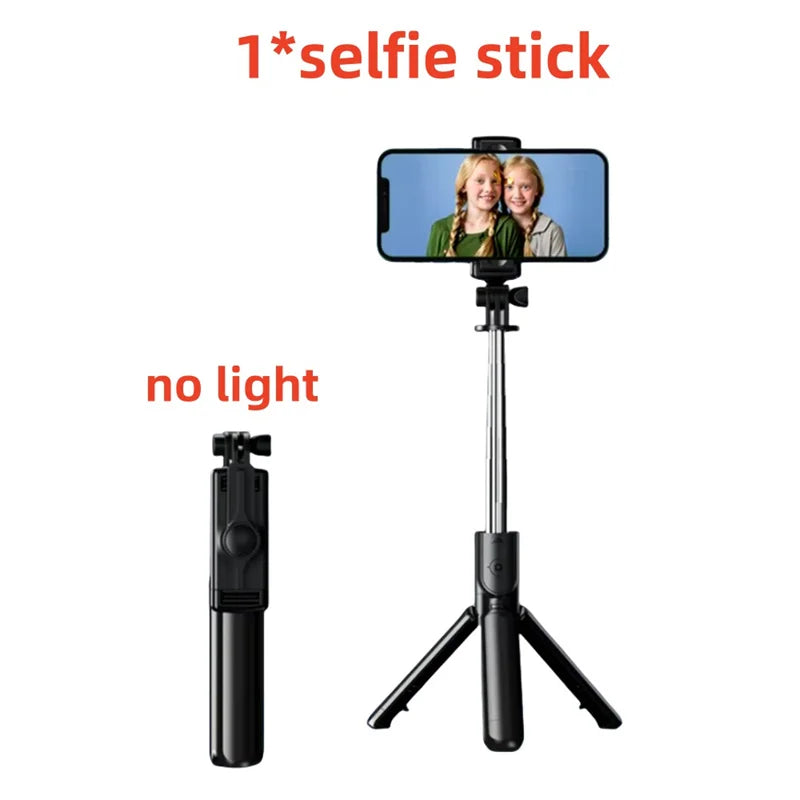 Portable Bluetooth Selfie Stick Retractable Multifunctional Phone HoldeTripod With Selfie light Wireless Remote Shutter stand Peaceful Pleasures Health and Wellness Option 1