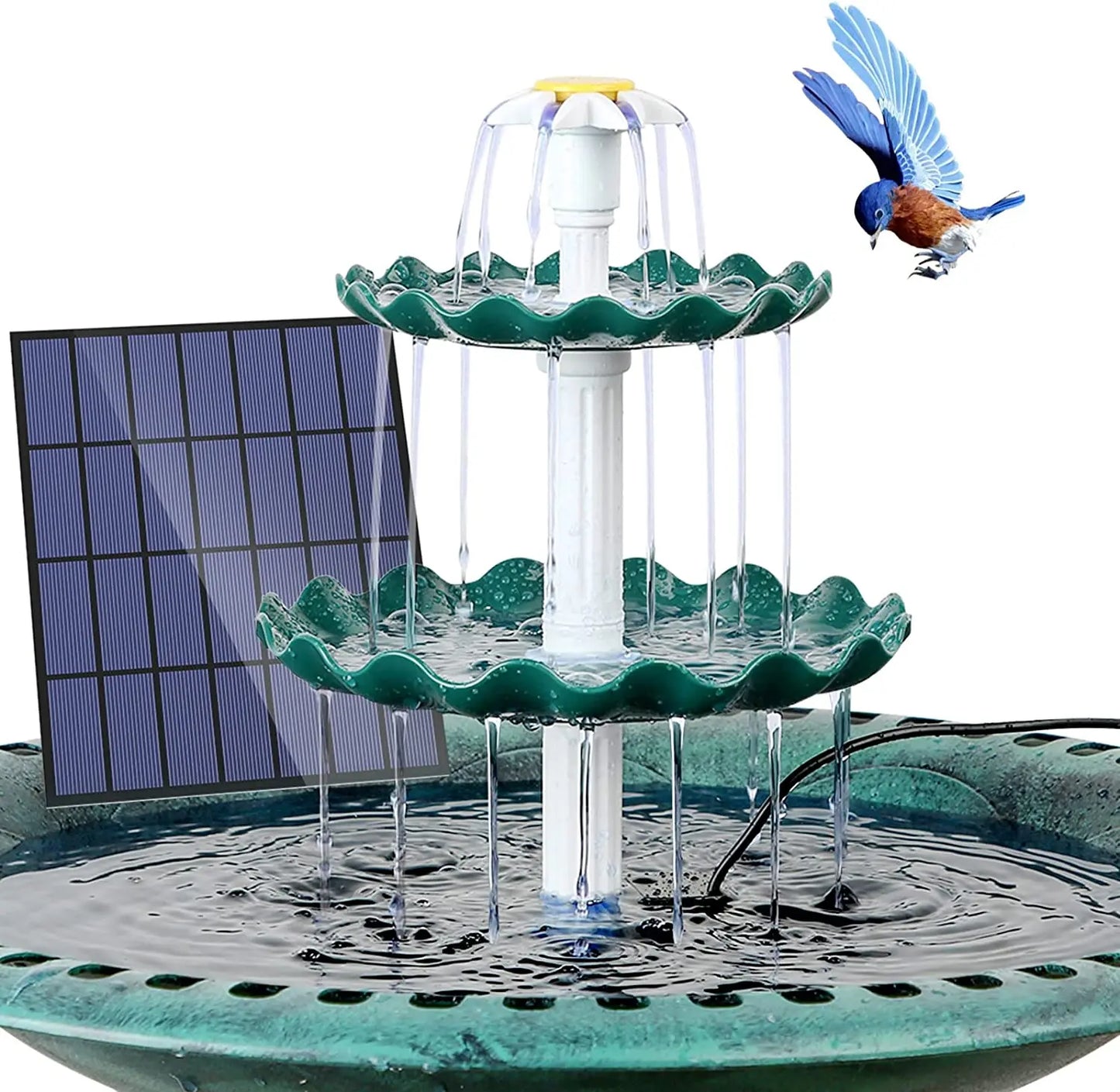 3-Tier Solar Bird Bath Fountain | 2.5W Solar Pump | AISITIN
