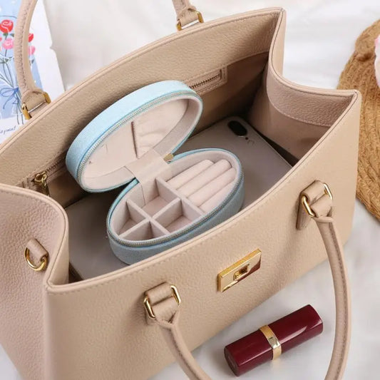 Mini Velvet Jewelry Box Oval Shape for Storage of Rings Earrings Bracelets Luxury Organizer for Home or Travel Peaceful Pleasures Health and Wellness