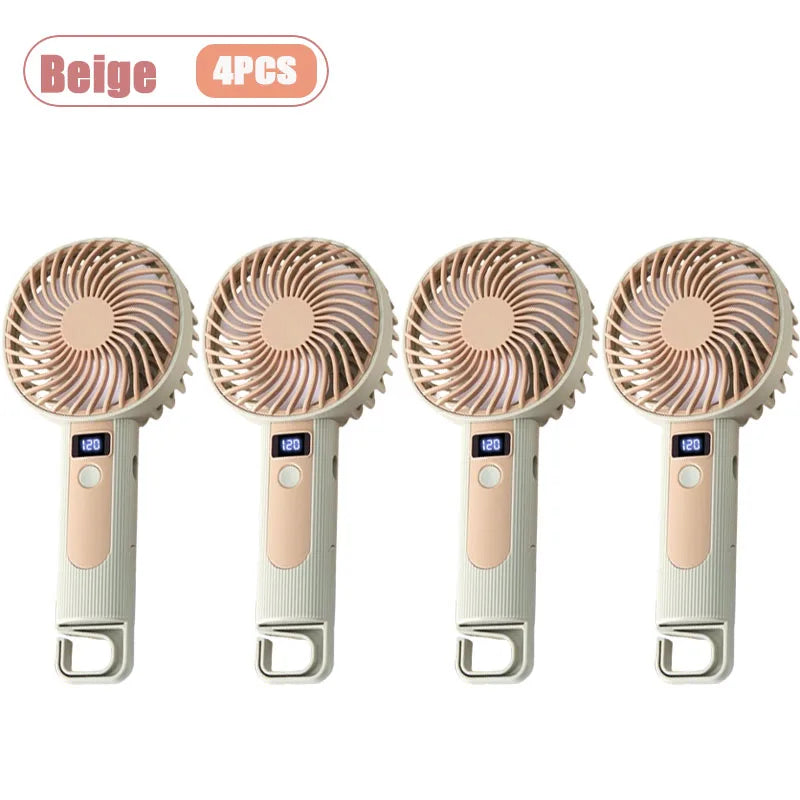 120-Speed Portable Handheld Fan | USB Rechargeable & Digital Display
