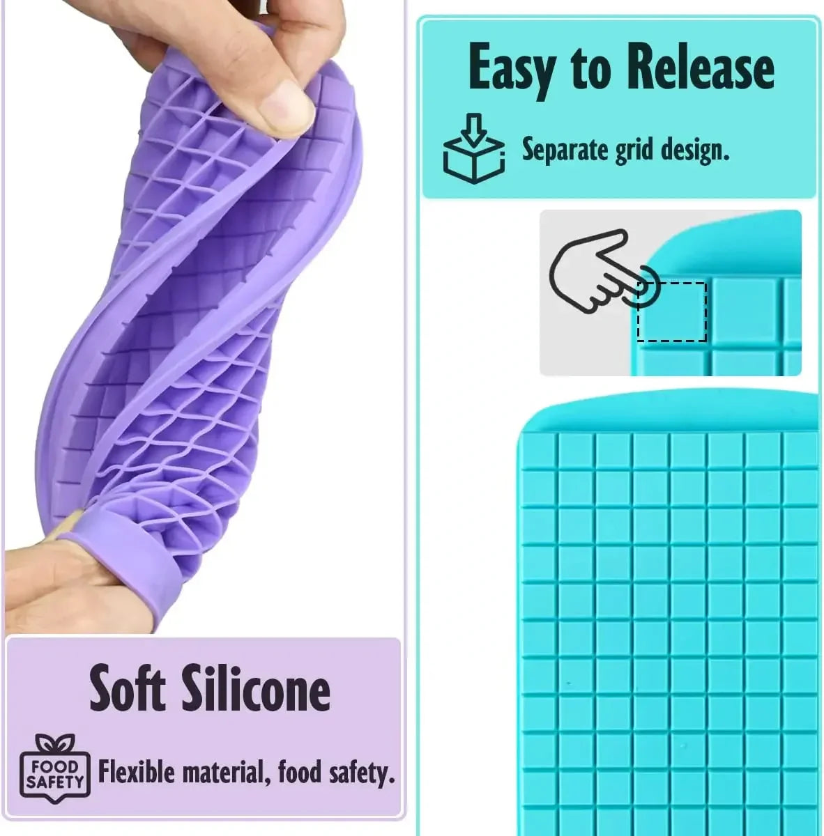 160-Grid Mini Silicone Ice Cube Tray – Foldable Small Square Mold