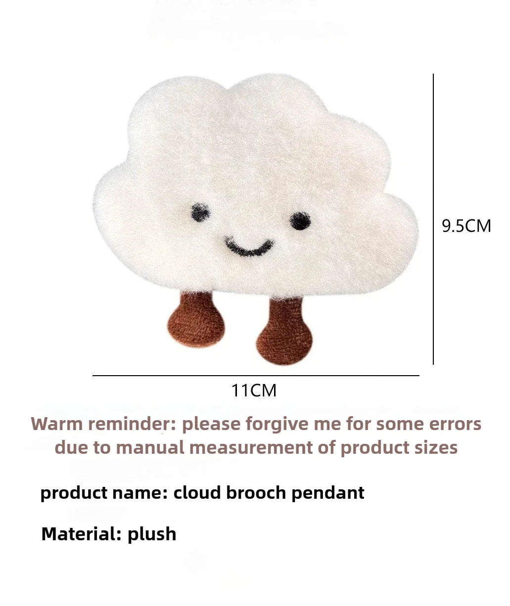 Cute Cloud Plush Brooch Keychain Bag Charm Pendant for Girls